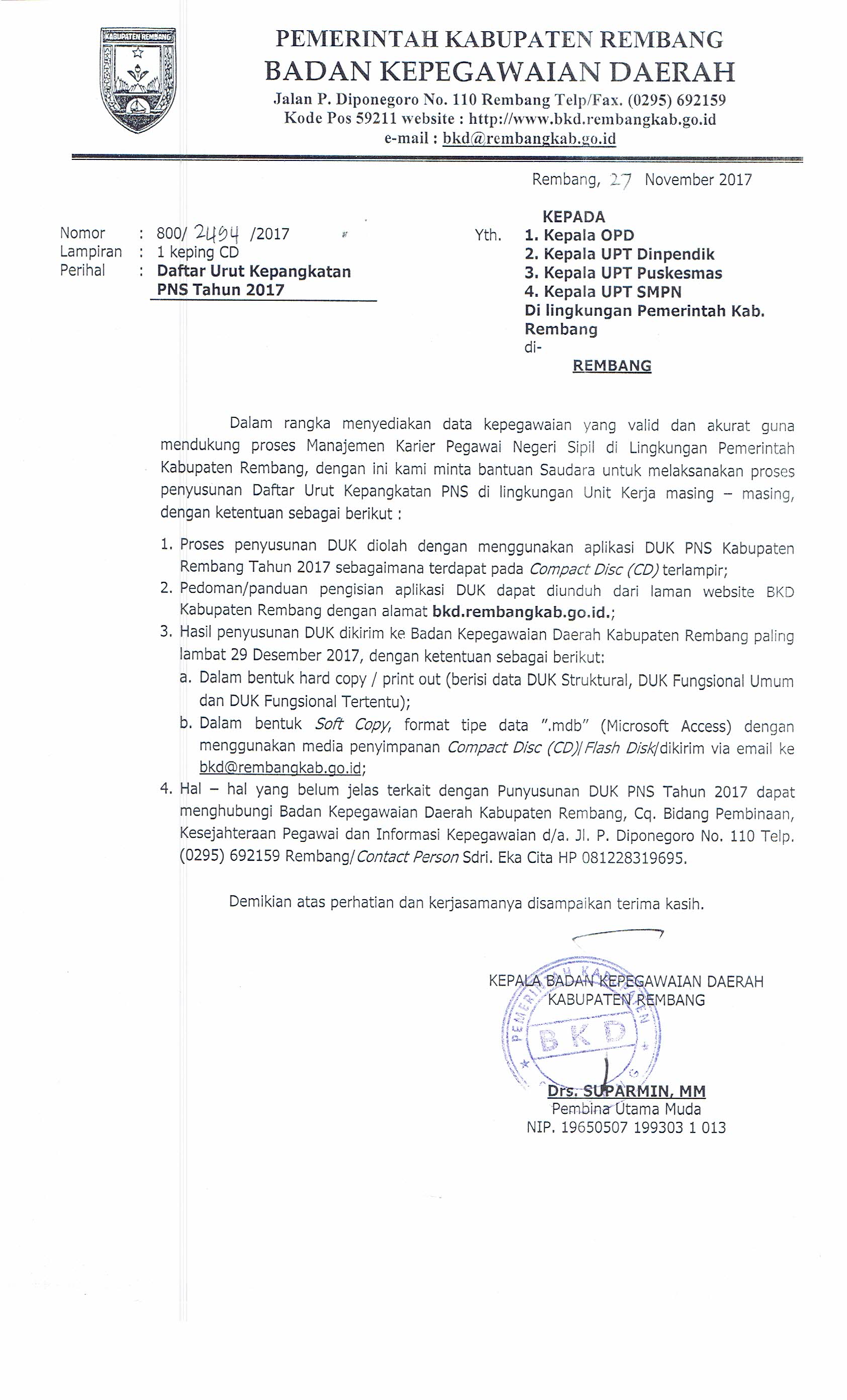 Penyusunan DUK 2017